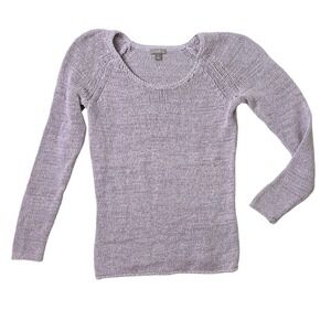 J. Jill Lavender Open Knit Sweater Spring Cotton Blend Coastal Grandma M